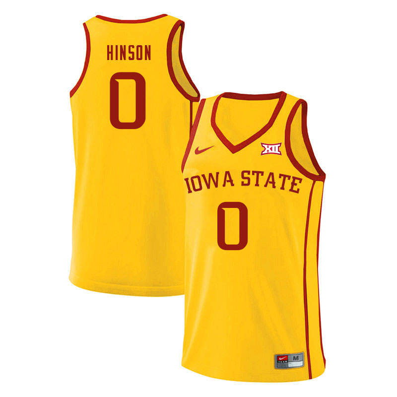 Men #0 Blake Hinson Iowa State Cyclones College Basketball Jerseys Sale-Yellow - Click Image to Close